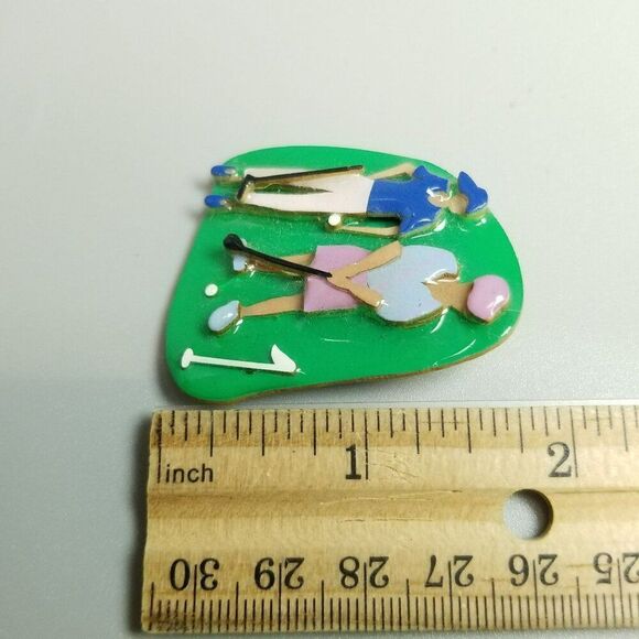 Vintage Woman Pins by Lucinda Golf Them Brooch, Golfer Golfing Lapel Pin - Picture 5 of 7